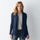 Women's Sonoma Goods For Life&trade; Ribbed Trim Cardigan, Size: Large, Dark Blue