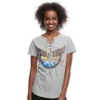 Juniors' Outlaw Country Lace-up Graphic Tee, Teens, Size: Large, Grey