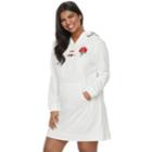 Juniors' Plus Size Almost Famous Floral Applique Hooded Dress, Teens, Size: 2xl, White