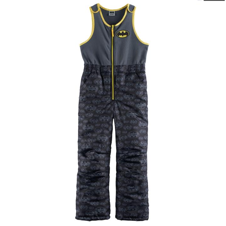 Boys 4-7 Dc Comics Batman Quilted Bib Overall Snow Pants, Size: 4, Black