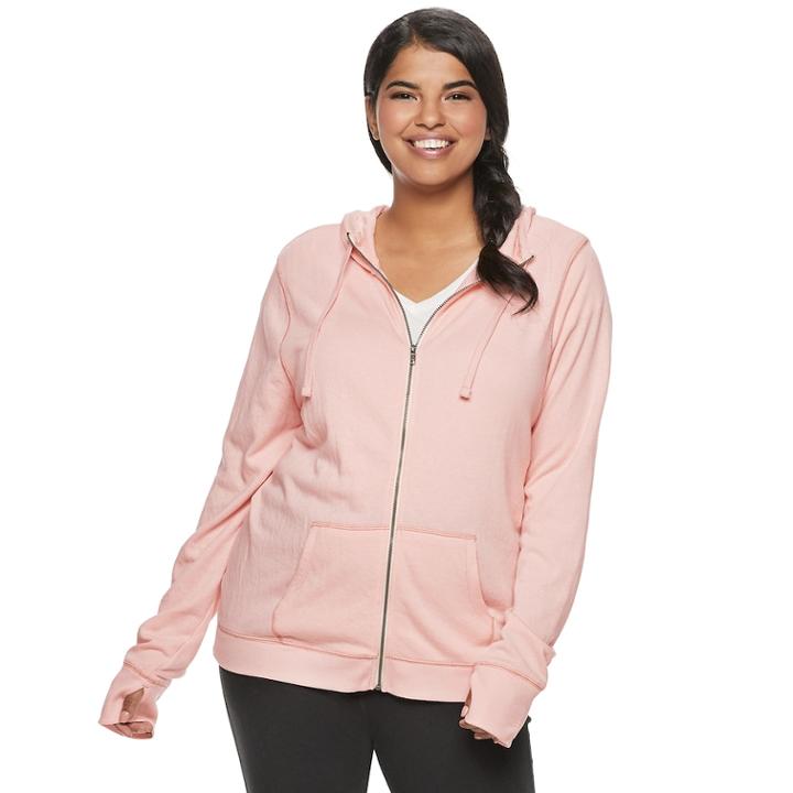 Juniors' Plus Size So&reg; Zip-up Hoodie, Teens, Size: 3xl, Light Pink
