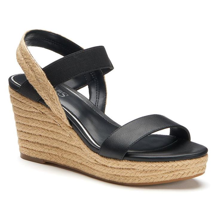 Chaps Wensley Women's Espadrille Wedge Sandals, Size: 5.5 B, Black