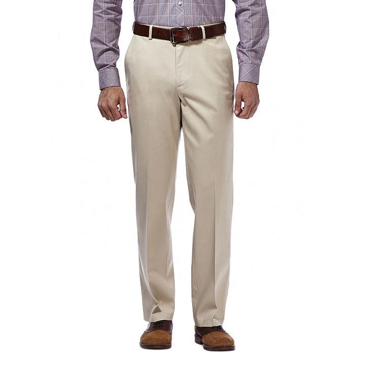 Men's Haggar Premium No Iron Khaki Stretch Straight-fit Flat-front Pants, Size: 40x30, White Oth