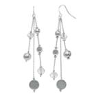 Apt. 9&reg; Glittery Silver Tone Disc Linear Drop Earrings, Women's