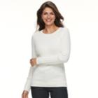 Women's Croft & Barrow&reg; Essential Cable-knit Crewneck Sweater, Size: Xl, White