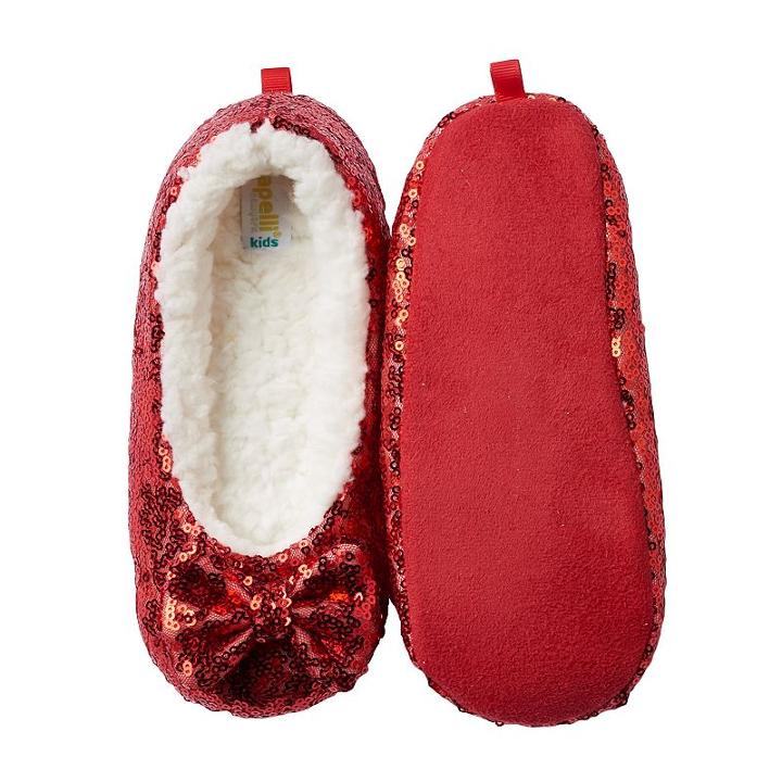 Girls 4-16 Capelli Sequin Ballet Slippers, Size: 1/2, Red