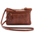 R & R Leather Zip Front Crossbody Bag, Women's, Clrs