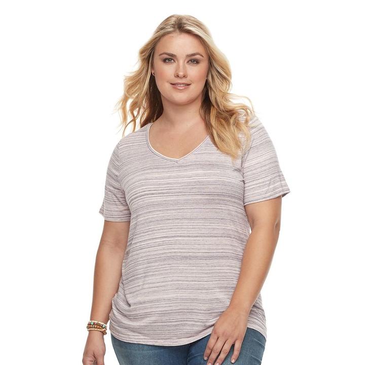 Plus Size Apt. 9&reg; Essential V-neck Tee, Women's, Size: 2xl, Brt Pink