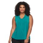 Plus Size Dana Buchman Printed Knot-front Top, Women's, Size: 3xl, Green