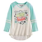 Girls 7-16 & Plus Size Mudd&reg; 3/4-sleeve High-low Hem Graphic Tee, Size: 14, White Oth