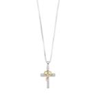 Two Tone 10k Gold Over Silver 1/10 Carat T.w. Diamond Cross & Heart Pendant Necklace, Women's, Size: 18, White
