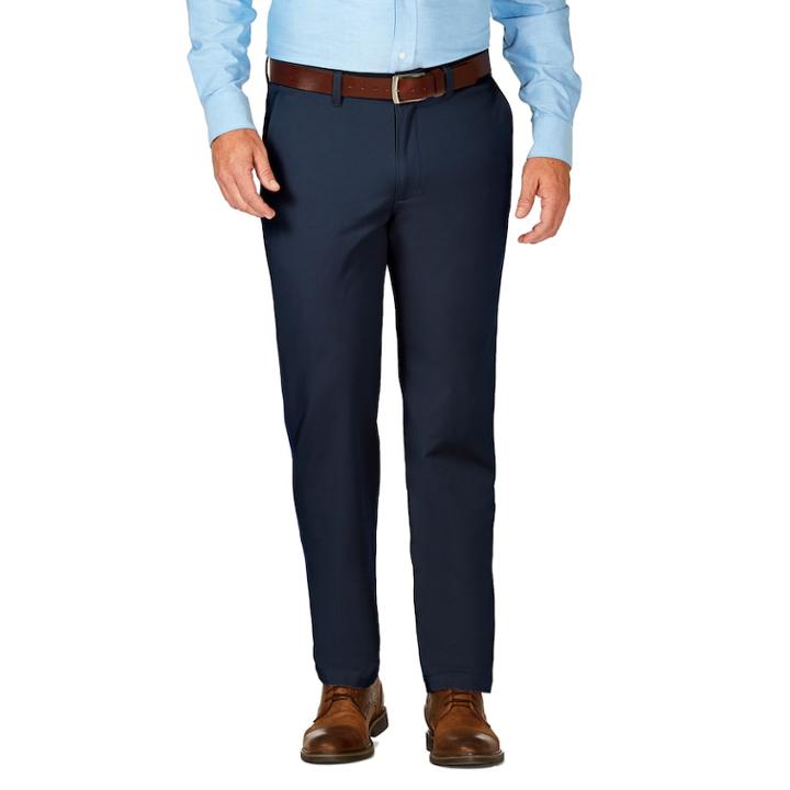 Men's J.m. Haggar Luxury Comfort Slim-fit 4-way Stretch Flat-front Casual Pants, Size: 32x30, Blue (navy)