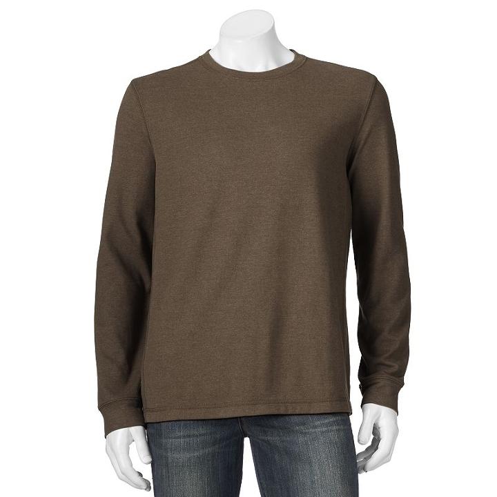 Men's Croft & Barrow&reg; Easy-care Fleece Crewneck Sweatshirt, Size: Medium, Dark Brown