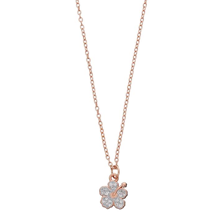 Disney's Lilo & Stitch Rose Gold Tone Crystal Ohana Flower Pendant, Women's, White