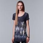 Women's Simply Vera Vera Wang Essential Print Scoopneck Tee, Size: Xs, Grey (charcoal)