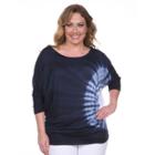 Plus Size White Mark Tie Dyed Tunic, Women's, Size: 3xl, Blue (navy)