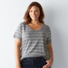 Plus Size Sonoma Goods For Life&trade; Essential V-neck Tee, Women's, Size: 2xl, Med Grey