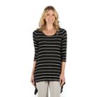 Women's Larry Levine Striped Lace-back Tee, Size: Xl, Oxford