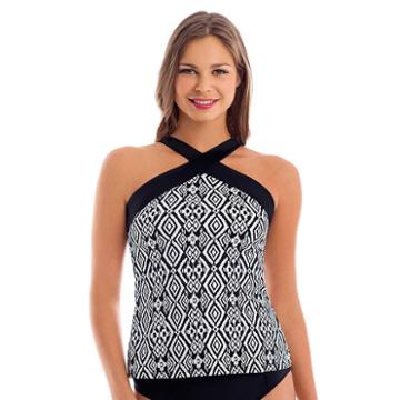Women's Upstream Sport Geometric Halterkini Top, Size: 12, Oxford
