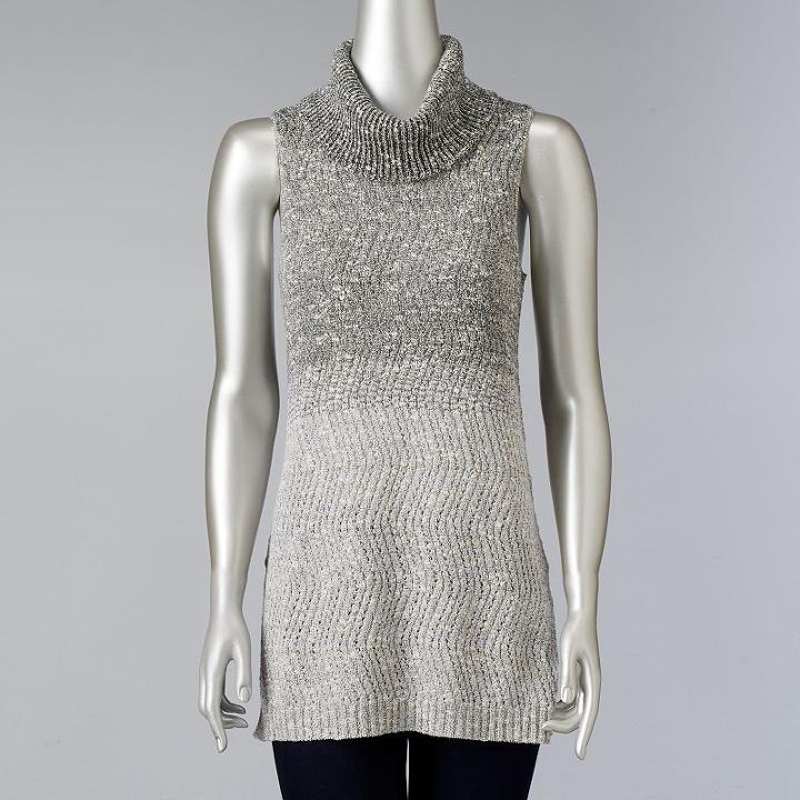 Women's Simply Vera Vera Wang Ombre Cowlneck Sweater, Size: Xs, Grey Other
