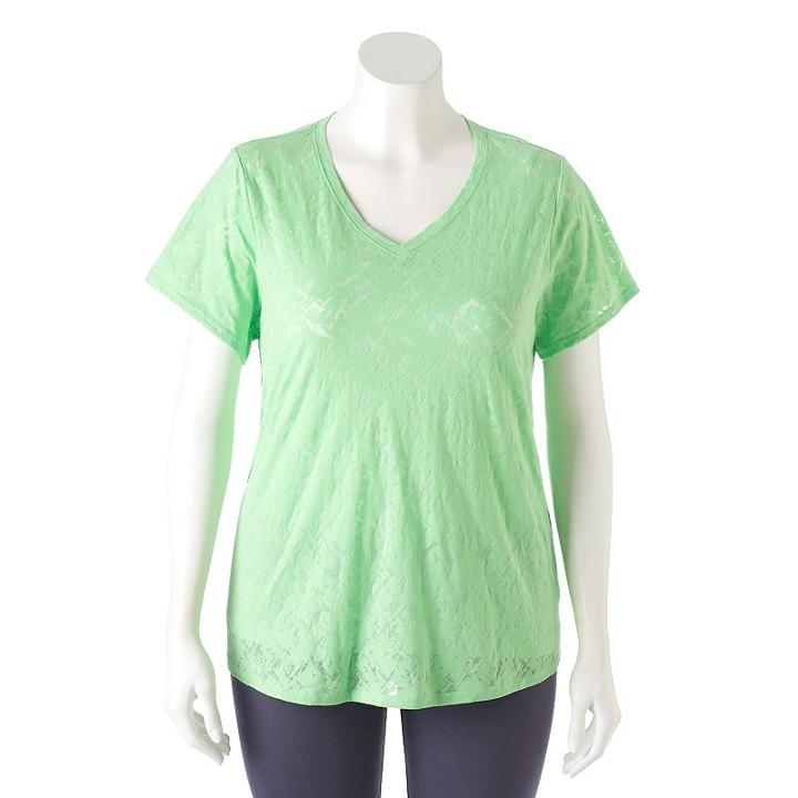 Plus Size Tek Gear&reg; Burnout Tee, Women's, Size: 1xl, Med Green