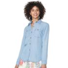Women's Chaps Button-down Jean Shirt, Size: Medium, Blue