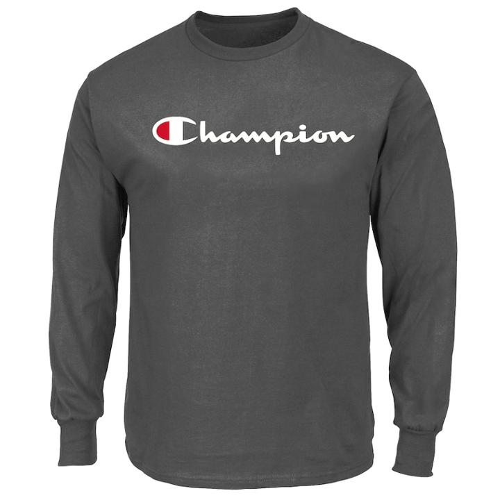 Big & Tall Champion Modern-fit Logo Sweatshirt, Men's, Size: Xl Tall, Grey (graphite)