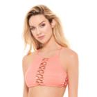Juniors' Hot Water High-neck Bikini Top, Women's, Size: Small, Light Pink