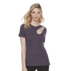 Women's Rock & Republic&reg; Ribbed Cutout Tee, Size: Large, Purple