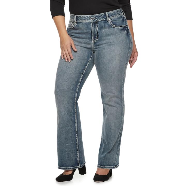 Plus Size Apt. 9&reg; Embellished Midrise Bootcut Jeans, Women's, Size: 20w Short, Med Blue