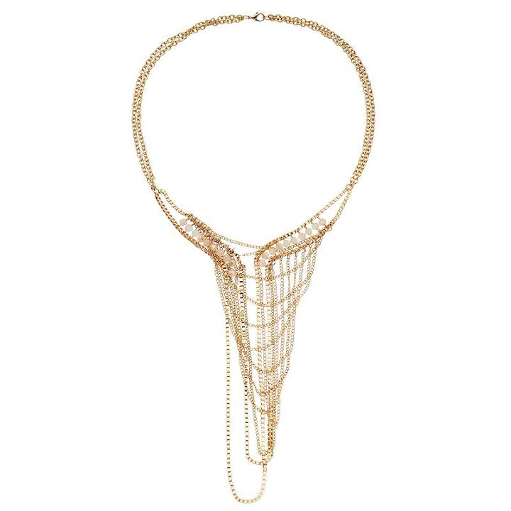 Gs By Gemma Simone Beaded Waterfall Necklace, Women's, Size: 38, White