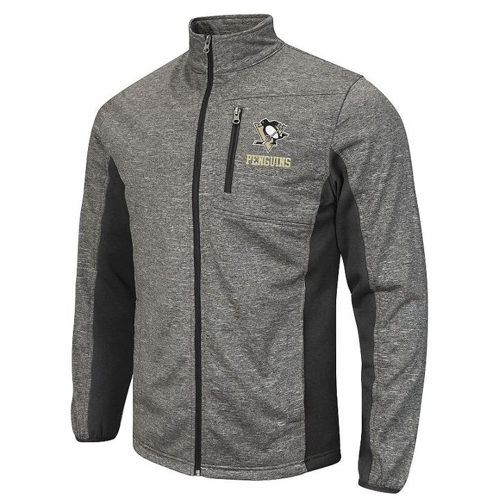 Men's Pittsburgh Penguins Space-dye Full-zip Fleece Jacket, Size: Large, Grey