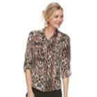 Women's Dana Buchman Nailhead Camp Shirt, Size: Large, Black