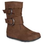 Journee Katty Girls' Midcalf Boots, Size: 1, Brown