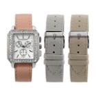 Journee Collection Women's Interchangeable Leather Watch Set, Pink