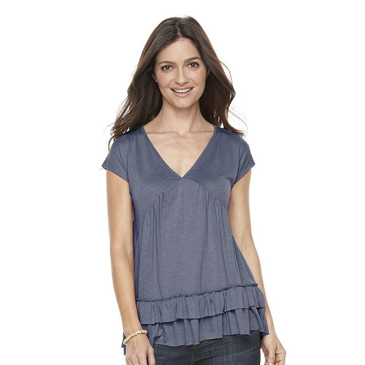 Women's Olivia Sky Tiered Ruffle Tee, Size: Medium, Brt Blue