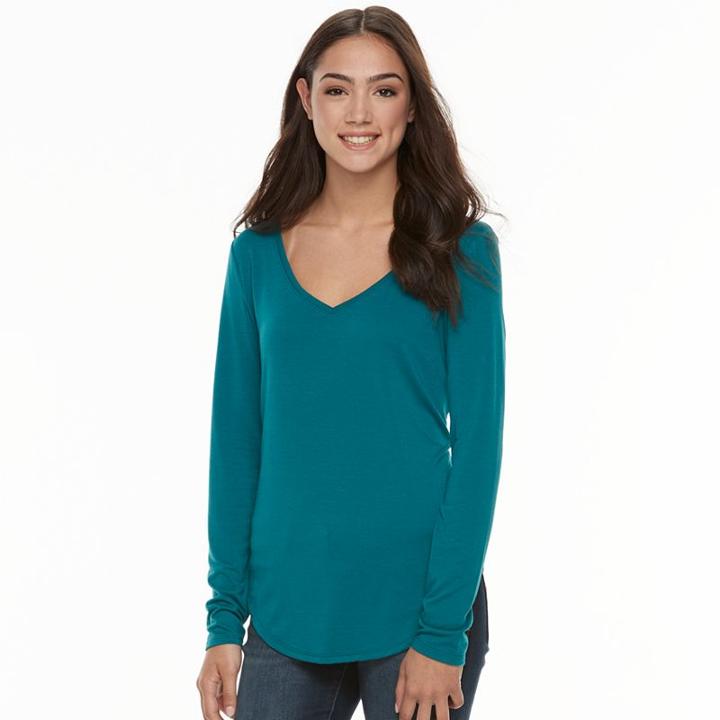 Juniors' So&reg; Long Sleeve V-neck Tee, Teens, Size: Medium, Brt Blue