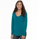 Juniors' So&reg; Long Sleeve V-neck Tee, Teens, Size: Medium, Brt Blue