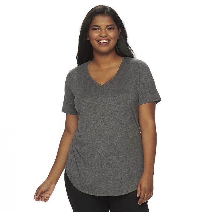 Juniors' Plus Size Mudd&reg; V-neck Shirttail Tunic Tee, Girl's, Size: 1xl, Grey