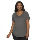 Juniors' Plus Size Mudd&reg; V-neck Shirttail Tunic Tee, Girl's, Size: 1xl, Grey