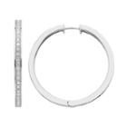 Sterling Silver 1 Carat T.w. Diamond Hoop Earrings, Women's, White