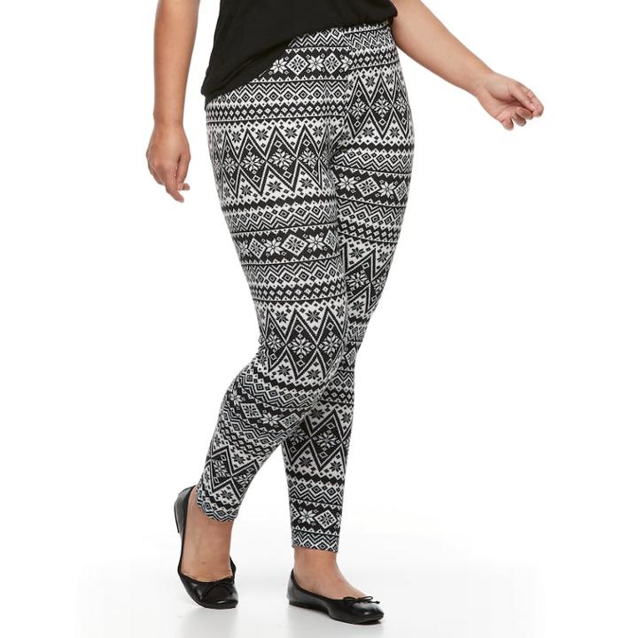 Plus Size French Laundry Holiday Printed Legging, Women's, Size: 3xl, Lt Beige