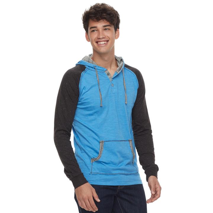 Men's Burnside Henley Hoodie, Size: Medium, Brt Blue
