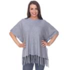 Women's White Mark Button Fringe Poncho, Grey