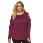 Plus Size Apt. 9&reg; Open Shoulder Shirt, Women's, Size: 1xl, Dark Pink