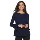 Women's Elle&trade; Peplum Top, Size: Xl, Blue (navy)