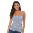 Women's Apt. 9&reg; Striped Ruched Bandeaukini Top, Size: Large, Blue (navy)