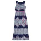 Girls 7-16 Three Pink Hearts Printed Maxi Dress, Size: 10, Dark Blue