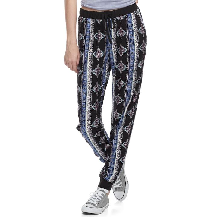 Juniors' Pink Rose Print Jogger Pants, Teens, Size: Small, Oxford