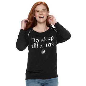 Disney's The Nightmare Before Christmas Juniors' No Sleep Till Xmas Top, Teens, Size: Xs, Black